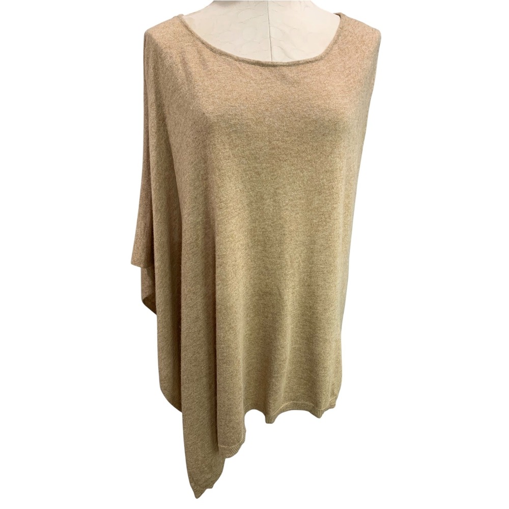 Size XL INC International Concepts Silk Cashmere Blend Asymmetrical Poncho Tan